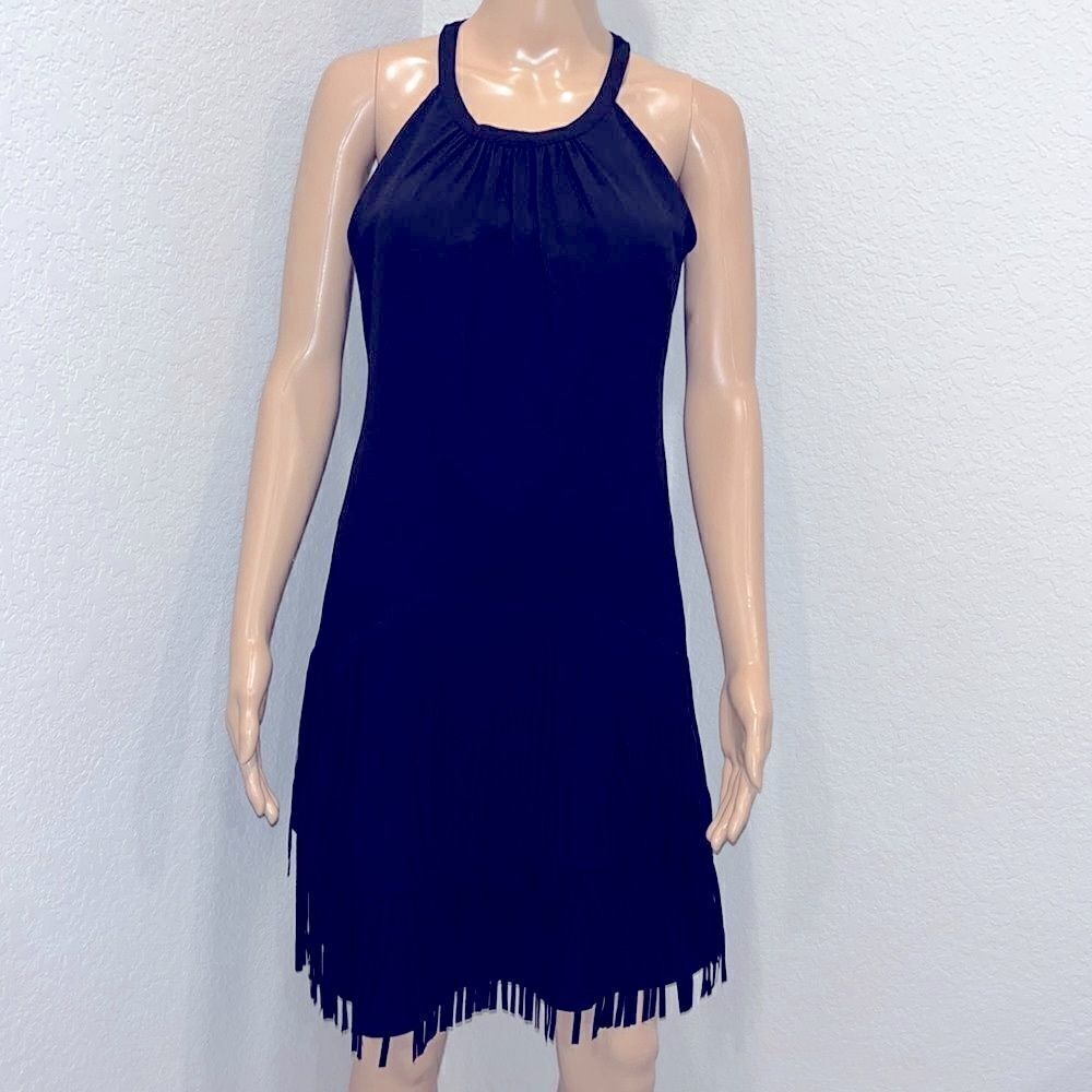 Vince Camuto little black fringed dress w/ lots of movement. Great for dancing.